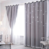 Load image into Gallery viewer, Double Layer Hollow Star Blackout Curtains With Sheer Drapes - 2 Panels