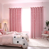 Load image into Gallery viewer, Double Layer Hollow Star Blackout Curtains With Sheer Drapes - 2 Panels