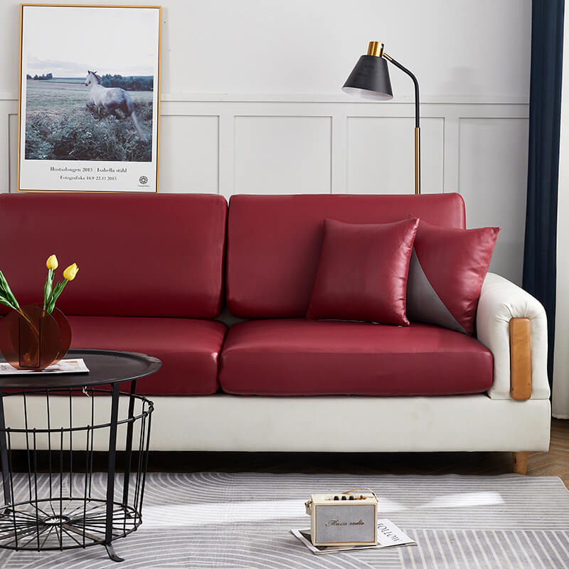 Pu Leather Sectional Slipcover Fundas  Vintage Leather Red Sofa - Sofa  Cover/slipcover - Aliexpress