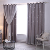 Load image into Gallery viewer, Double Layer Hollow Star Blackout Curtains With Sheer Drapes - 2 Panels