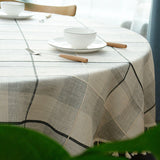 Load image into Gallery viewer, Plaid Round Tablecloth with Tassel