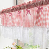 Load image into Gallery viewer, Plaid Lace Short Window Curtain for Bedroom Kitchen