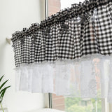 Load image into Gallery viewer, Plaid Lace Short Window Curtain for Bedroom Kitchen