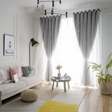 Load image into Gallery viewer, Double Layer Hollow Star Blackout Curtains With Sheer Drapes - 2 Panels