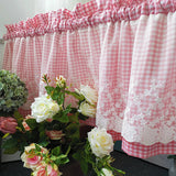 Load image into Gallery viewer, Plaid Lace Short Window Curtain for Bedroom Kitchen