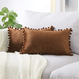 Load image into Gallery viewer, Pack of 2 Velvet Throw Pillow Covers with Poms