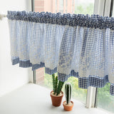 Load image into Gallery viewer, Plaid Lace Short Window Curtain for Bedroom Kitchen