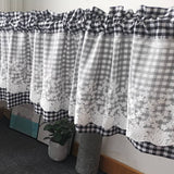 Load image into Gallery viewer, Plaid Lace Short Window Curtain for Bedroom Kitchen