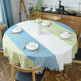 Load image into Gallery viewer, Plaid Round Tablecloth with Tassel