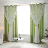 Load image into Gallery viewer, Double Layer Hollow Star Blackout Curtains With Sheer Drapes - 2 Panels