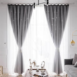 Load image into Gallery viewer, Double Layer Hollow Star Blackout Curtains With Sheer Drapes - 2 Panels