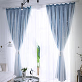 Load image into Gallery viewer, Double Layer Hollow Star Blackout Curtains With Sheer Drapes - 2 Panels